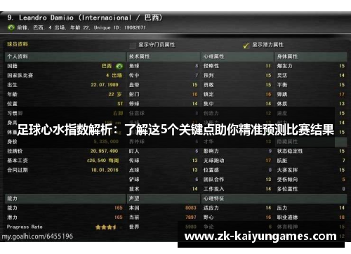 足球心水指数解析：了解这5个关键点助你精准预测比赛结果